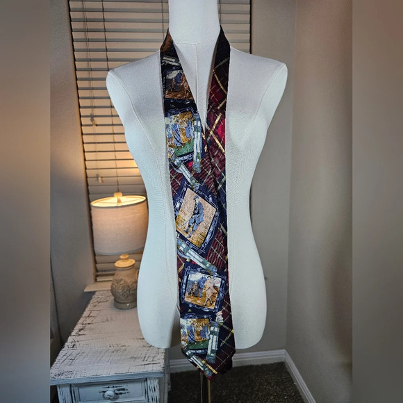 VTG Museum Artifacts 100% Men’s Silk Handmade Tie Golfing Sportswear - Picture 6 of 9
